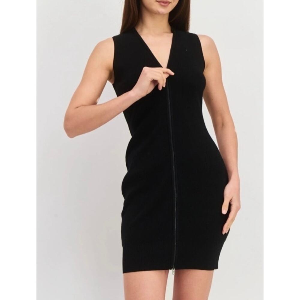 NWT Rag & Bone Vivienne Sweater Dress Black Zipper Front Sz Small